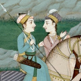 SOLD Lovers Out Hunting on Horseback, Indo-Persian Miniature Painting on Manuscript Page