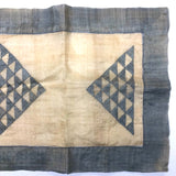 Stunning Silk Organza Button Back Pillowcase with Appliqué Triangles, Presumed Antique