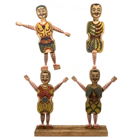 Almost Complete c. 1870s Crandall's Acrobats (Set of Four) in Original Box Bottom (No Lid)