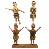 Almost Complete c. 1870s Crandall's Acrobats (Set of Four) in Original Box Bottom (No Lid)