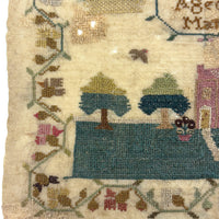 SOLD Elizabeth Wood's Extremely Charming 1808 Sampler with Tiny Stitches and Wonderful Darns