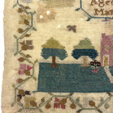 SOLD Elizabeth Wood's Extremely Charming 1808 Sampler with Tiny Stitches and Wonderful Darns