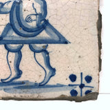 Cherubic (Presumed Christ) Child With Staff, c. 17th Century Delft Tile