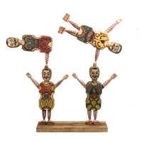 Almost Complete c. 1870s Crandall's Acrobats (Set of Four) in Original Box Bottom (No Lid)
