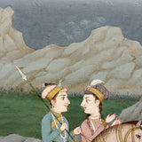 SOLD Lovers Out Hunting on Horseback, Indo-Persian Miniature Painting on Manuscript Page