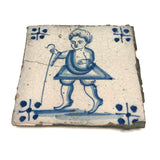 Cherubic (Presumed Christ) Child With Staff, c. 17th Century Delft Tile
