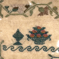 SOLD Elizabeth Wood's Extremely Charming 1808 Sampler with Tiny Stitches and Wonderful Darns