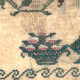 SOLD Elizabeth Wood's Extremely Charming 1808 Sampler with Tiny Stitches and Wonderful Darns