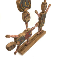 Almost Complete c. 1870s Crandall's Acrobats (Set of Four) in Original Box Bottom (No Lid)