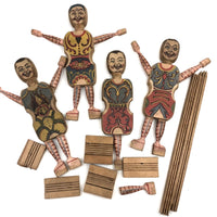 Almost Complete c. 1870s Crandall's Acrobats (Set of Four) in Original Box Bottom (No Lid)