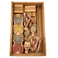 Almost Complete c. 1870s Crandall's Acrobats (Set of Four) in Original Box Bottom (No Lid)