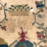 SOLD Elizabeth Wood's Extremely Charming 1808 Sampler with Tiny Stitches and Wonderful Darns