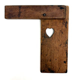 SOLD Heart in Corner, Wonderful 19th Drafting/Carpenter's Square with Cutout and Rich Patina