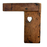 SOLD Heart in Corner, Wonderful 19th Drafting/Carpenter's Square with Cutout and Rich Patina
