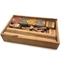 Almost Complete c. 1870s Crandall's Acrobats (Set of Four) in Original Box Bottom (No Lid)
