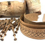 Antique Lacemaking Spools with Cards and Bobbins