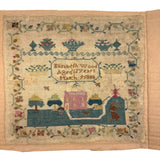 SOLD Elizabeth Wood's Extremely Charming 1808 Sampler with Tiny Stitches and Wonderful Darns
