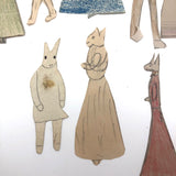 Extensive Set of Marvelous Handmade Rabbit Paper Dolls with Many Many Outfits!