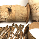 Antique Lacemaking Spools with Cards and Bobbins