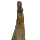 Antique Folk Art Powder Horn with Carved Heart, Diamonds, Merman, and Birds