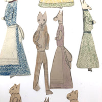 Extensive Set of Marvelous Handmade Rabbit Paper Dolls with Many Many Outfits!