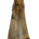 Antique Folk Art Powder Horn with Carved Heart, Diamonds, Merman, and Birds