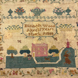 SOLD Elizabeth Wood's Extremely Charming 1808 Sampler with Tiny Stitches and Wonderful Darns