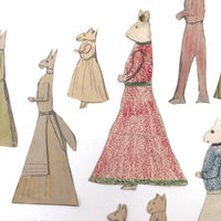 Extensive Set of Marvelous Handmade Rabbit Paper Dolls with Many Many Outfits!