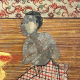 Men of All Colors Talking and Praying, Gouache with Gold Leaf Antique Thai Manuscript Painting