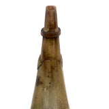 Antique Folk Art Powder Horn with Carved Heart, Diamonds, Merman, and Birds