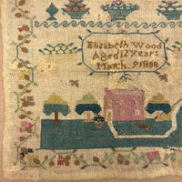 SOLD Elizabeth Wood's Extremely Charming 1808 Sampler with Tiny Stitches and Wonderful Darns