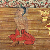 Men of All Colors Talking and Praying, Gouache with Gold Leaf Antique Thai Manuscript Painting