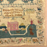 SOLD Elizabeth Wood's Extremely Charming 1808 Sampler with Tiny Stitches and Wonderful Darns