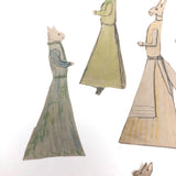 Extensive Set of Marvelous Handmade Rabbit Paper Dolls with Many Many Outfits!