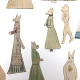 Extensive Set of Marvelous Handmade Rabbit Paper Dolls with Many Many Outfits!