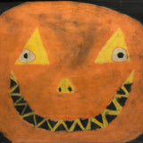 BEST Smiling Jack-o-Lantern, Naive Charcoal on Paper Drawing, Framed