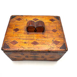 Exceptionally Good Old Tramp Art Match Stick Sweetheart Box with Inlays and Submerged Heart Finial