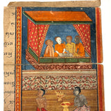 Men of All Colors Talking and Praying, Gouache with Gold Leaf Antique Thai Manuscript Painting