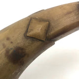 Antique Folk Art Powder Horn with Carved Heart, Diamonds, Merman, and Birds