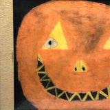 BEST Smiling Jack-o-Lantern, Naive Charcoal on Paper Drawing, Framed