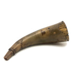 Antique Folk Art Powder Horn with Carved Heart, Diamonds, Merman, and Birds