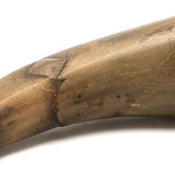 Antique Folk Art Powder Horn with Carved Heart, Diamonds, Merman, and Birds