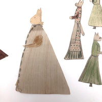 Extensive Set of Marvelous Handmade Rabbit Paper Dolls with Many Many Outfits!