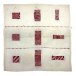 C. 1900 Red and White Dutch Darning Sampler, Grid of Nine Darns Plus One