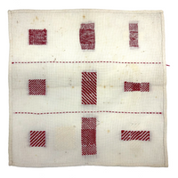C. 1900 Red and White Dutch Darning Sampler, Grid of Nine Darns Plus One
