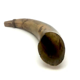 Antique Folk Art Powder Horn with Carved Heart, Diamonds, Merman, and Birds