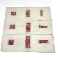 C. 1900 Red and White Dutch Darning Sampler, Grid of Nine Darns Plus One