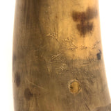 Antique Folk Art Powder Horn with Carved Heart, Diamonds, Merman, and Birds