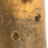 Antique Folk Art Powder Horn with Carved Heart, Diamonds, Merman, and Birds