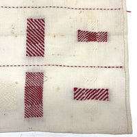 C. 1900 Red and White Dutch Darning Sampler, Grid of Nine Darns Plus One